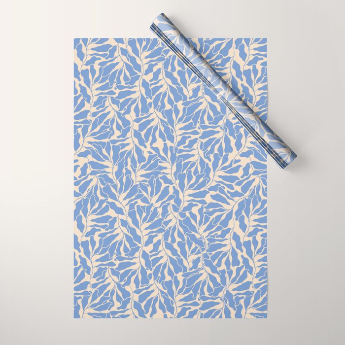 Blue Tropical Leaves Resort  Wrapping Paper Gallery Image 1