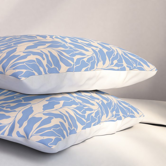 Blue Tropical Leaves Resort  Pillow Sham Gallery Image 3