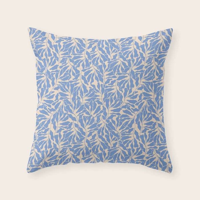 Blue Tropical Leaves Resort  Throw Pillow Gallery Image 6