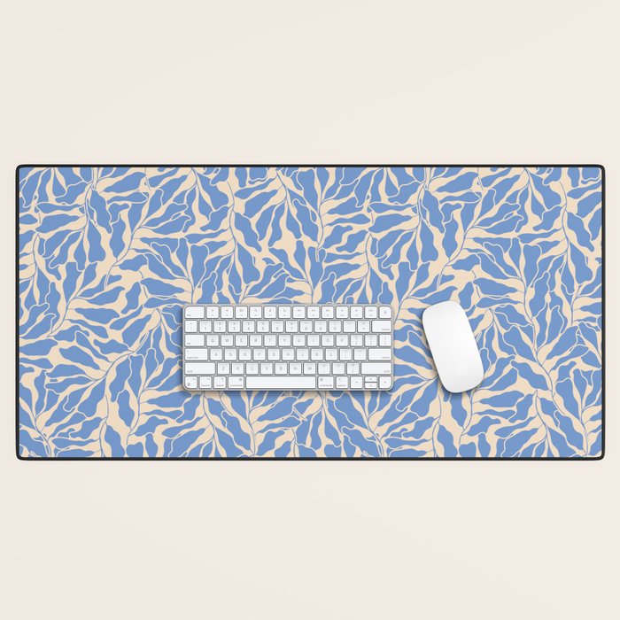 Blue Tropical Leaves Resort  Desk Mat Gallery Image 1