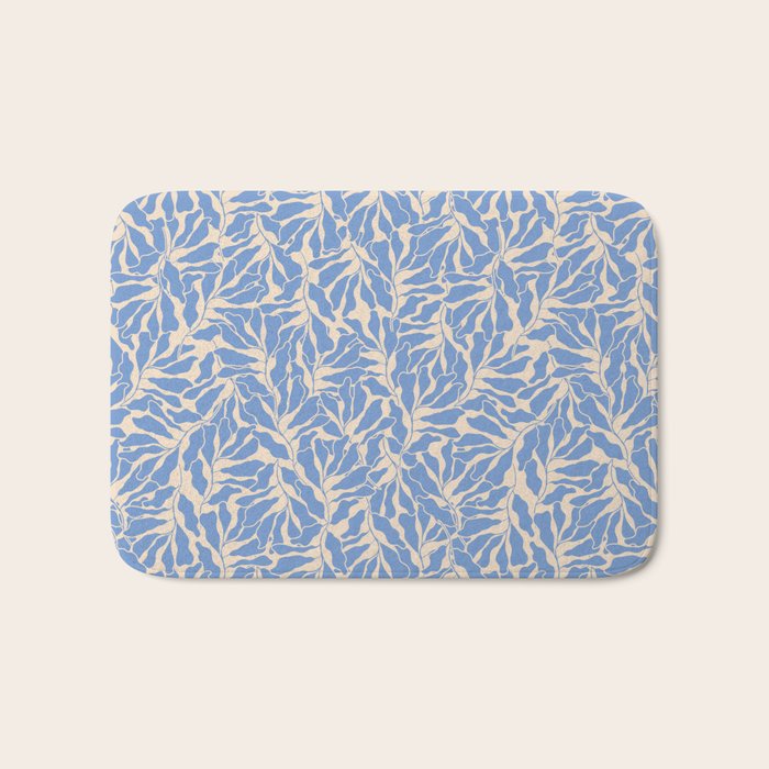 Blue Tropical Leaves Resort  Bath Mat Gallery Image 1