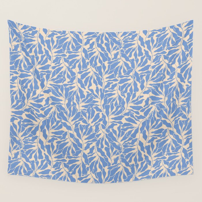 Blue Tropical Leaves Resort  Wall Tapestry Gallery Image 4