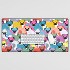 Colored Pugs Pattern - no1 Desk Mat Gallery Image 1