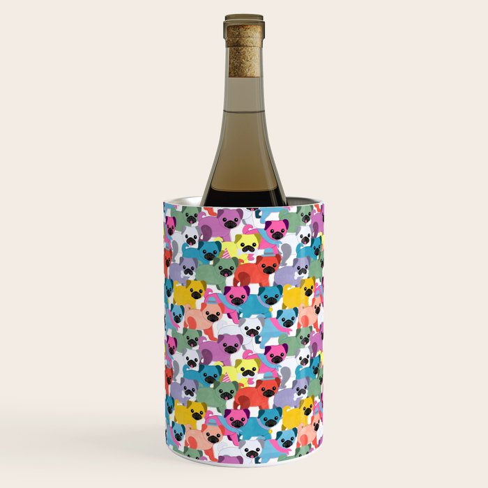 Colored Pugs Pattern - no1 Wine Chiller Gallery Image 1
