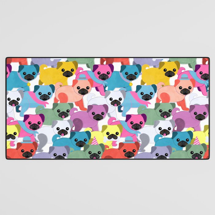 Colored Pugs Pattern - no1 Desk Mat Gallery Image 3
