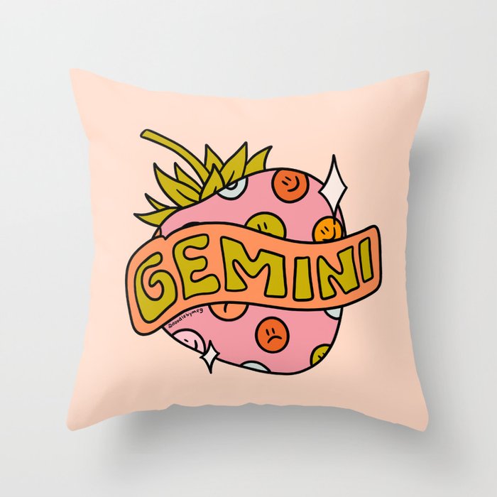 Gemini Strawberry Throw Pillow Gallery Image 6