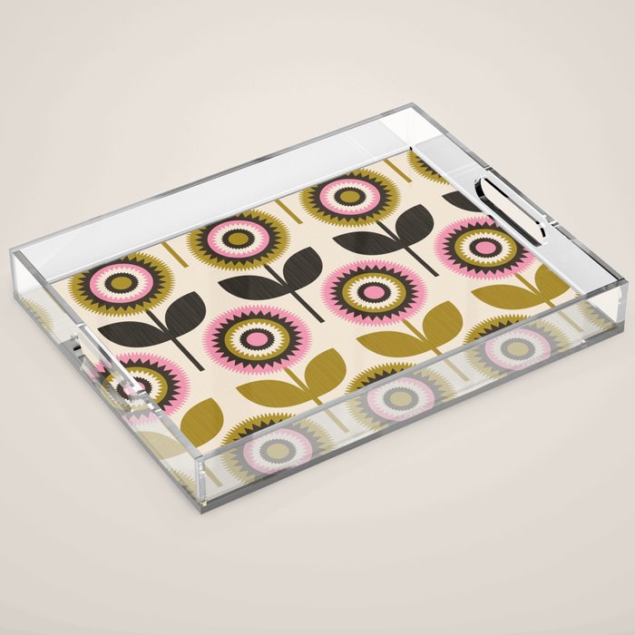 Mid Mod Flowers Acrylic Tray Gallery Image 1