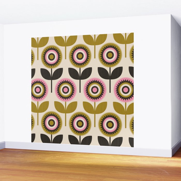 Mid Mod Flowers Wall Mural Gallery Image 2