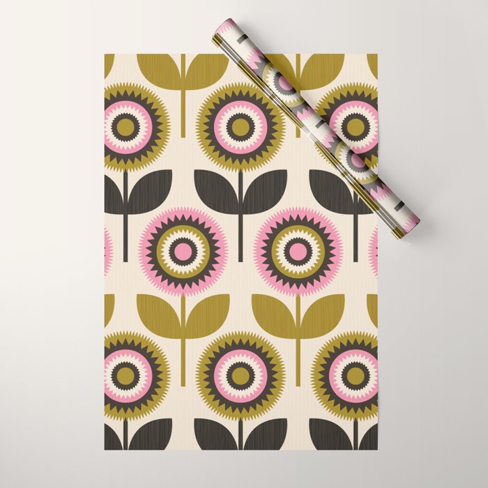 Mid Mod Flowers Wrapping Paper Gallery Image 1