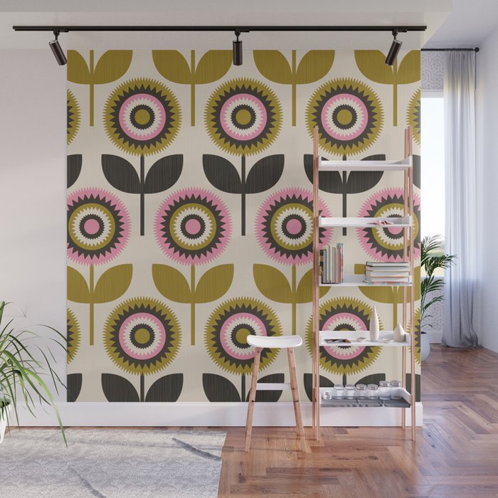 Mid Mod Flowers Wall Mural Gallery Image 1
