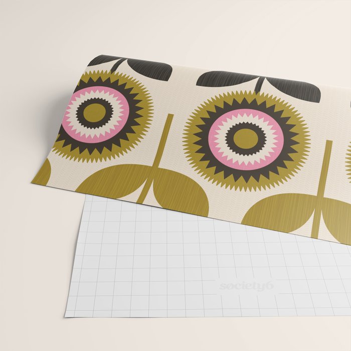Mid Mod Flowers Wrapping Paper Gallery Image 2