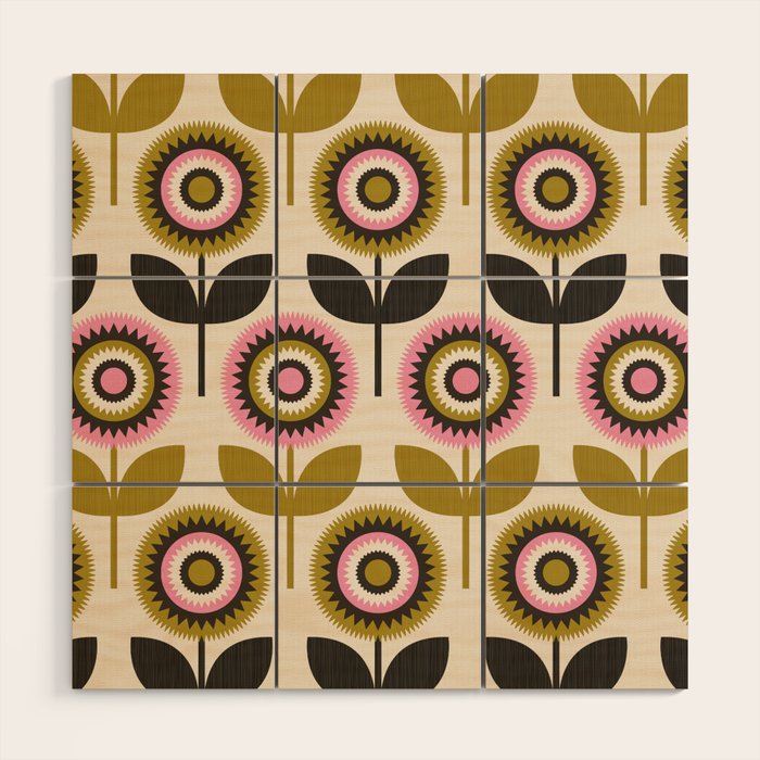 Mid Mod Flowers Wood Wall Art Gallery Image 1