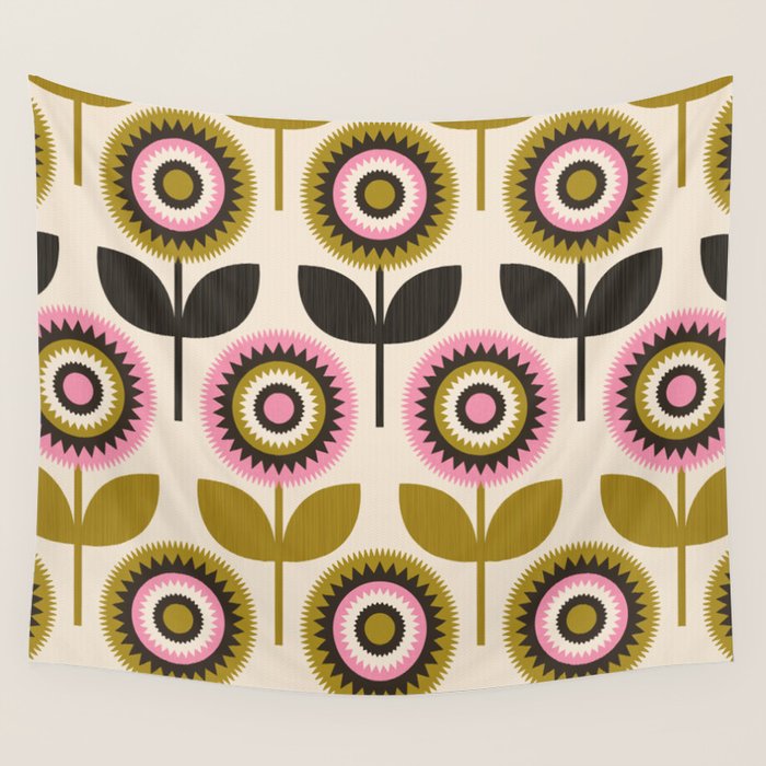 Mid Mod Flowers Wall Tapestry Gallery Image 4
