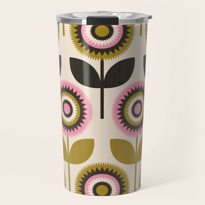 Mid Mod Flowers Travel Mug Gallery Image 1