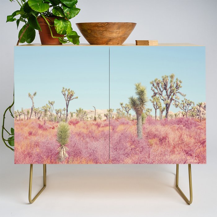 Surreal Pink Desert - Joshua Tree Landscape Photography Credenza Gallery Image 1