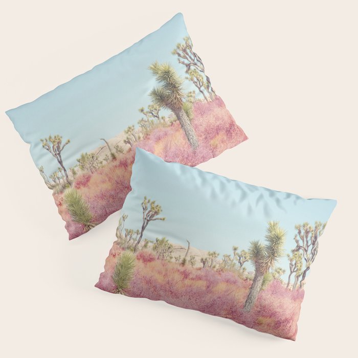 Surreal Pink Desert - Joshua Tree Landscape Photography Pillow Sham Gallery Image 3