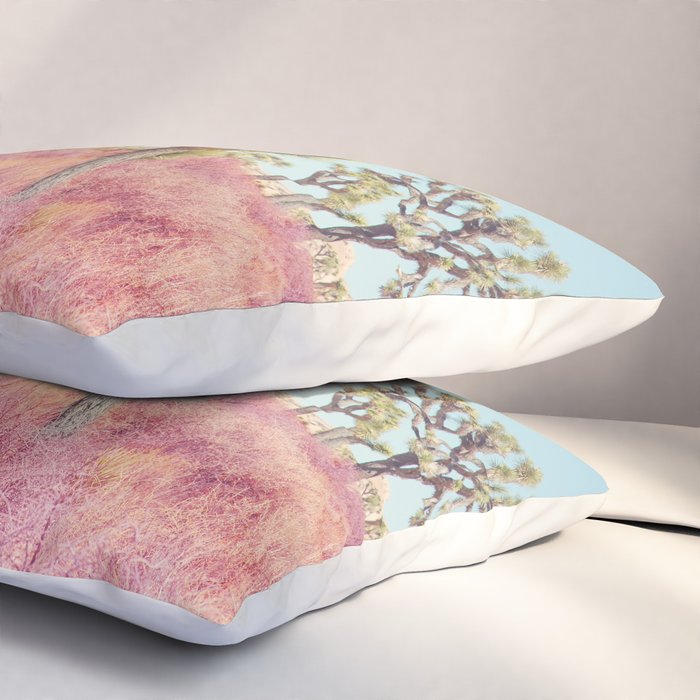 Surreal Pink Desert - Joshua Tree Landscape Photography Pillow Sham Gallery Image 3