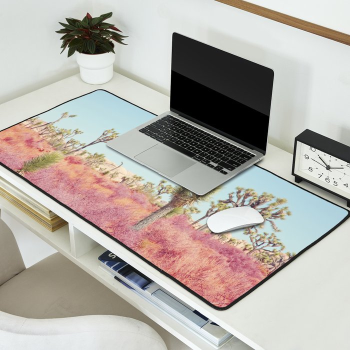 Surreal Pink Desert - Joshua Tree Landscape Photography Desk Mat Gallery Image 2