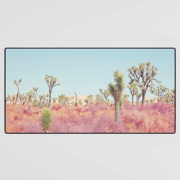 Surreal Pink Desert - Joshua Tree Landscape Photography Desk Mat Gallery Image 3