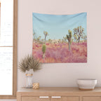Surreal Pink Desert - Joshua Tree Landscape Photography Wall Tapestry Gallery Image 2