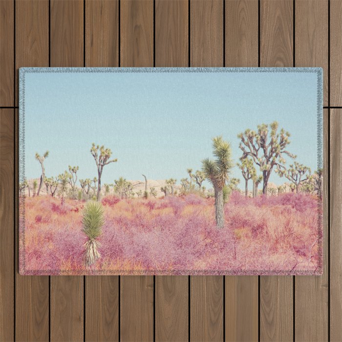 Surreal Pink Desert - Joshua Tree Landscape Photography Outdoor Rug Gallery Image 1