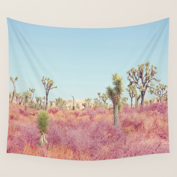 Surreal Pink Desert - Joshua Tree Landscape Photography Wall Tapestry Gallery Image 4