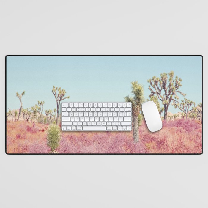 Surreal Pink Desert - Joshua Tree Landscape Photography Desk Mat Gallery Image 1