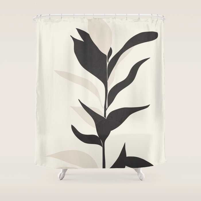 Abstract Minimal Plant Shower Curtain Gallery Image 1