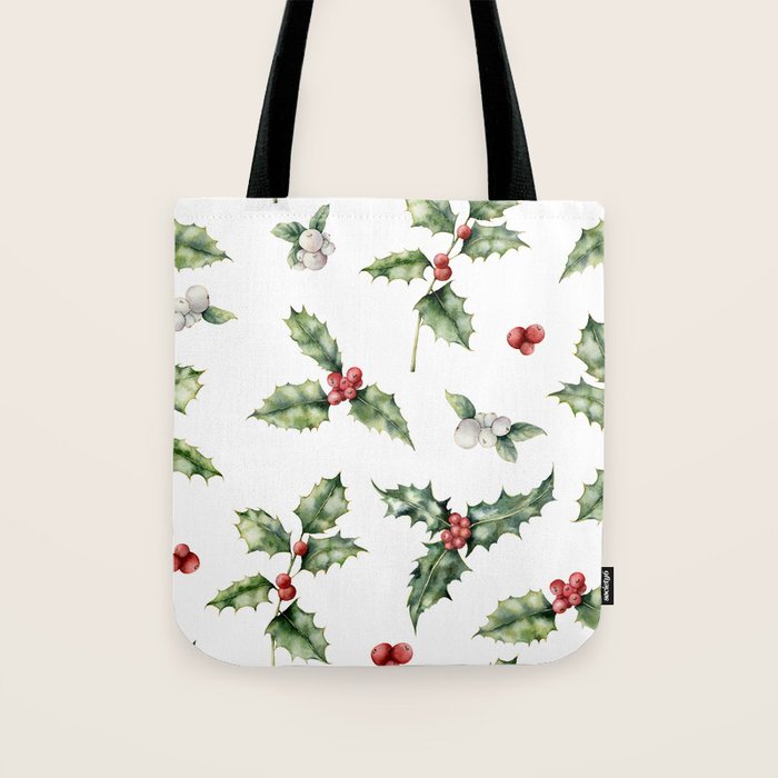 Christmas Holly Tote Bag Gallery Image 1