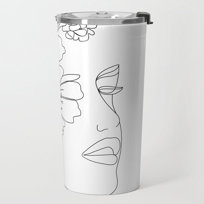 Minimal Line Art Woman Face II Travel Mug Gallery Image 2