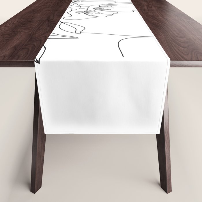 Minimal Line Art Woman Face II Table Runner Gallery Image 1