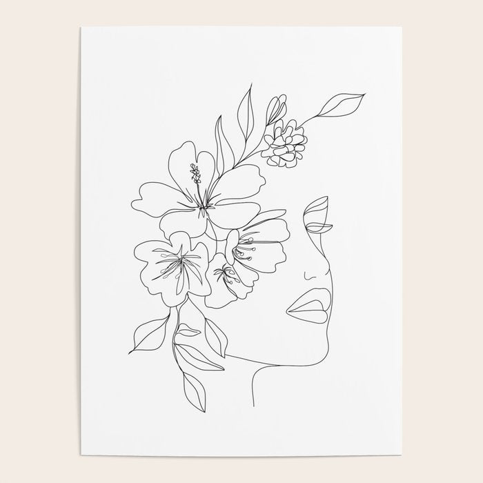 Minimal Line Art Woman Face II Poster Gallery Image 1