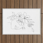 Minimal Line Art Woman Face II Outdoor Rug Gallery Image 1
