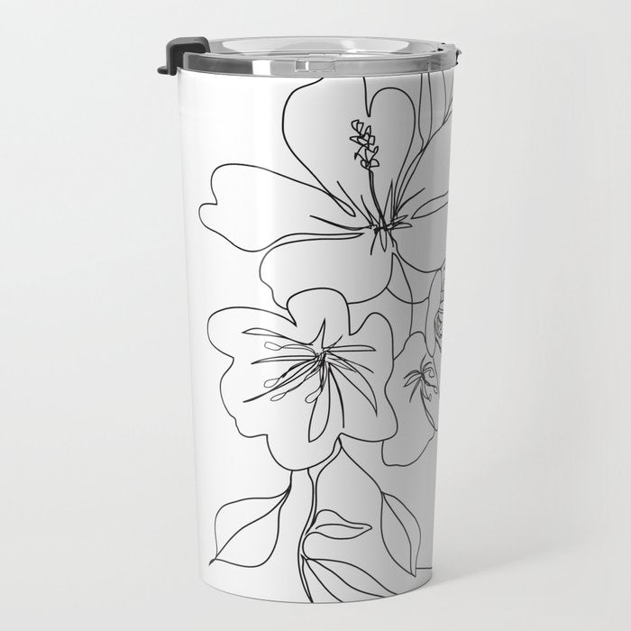 Minimal Line Art Woman Face II Travel Mug Gallery Image 3