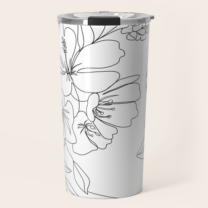 Minimal Line Art Woman Face II Travel Mug Gallery Image 1