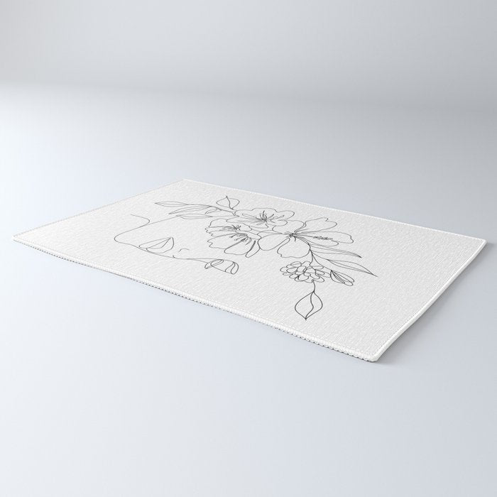 Minimal Line Art Woman Face II Rug Gallery Image 3