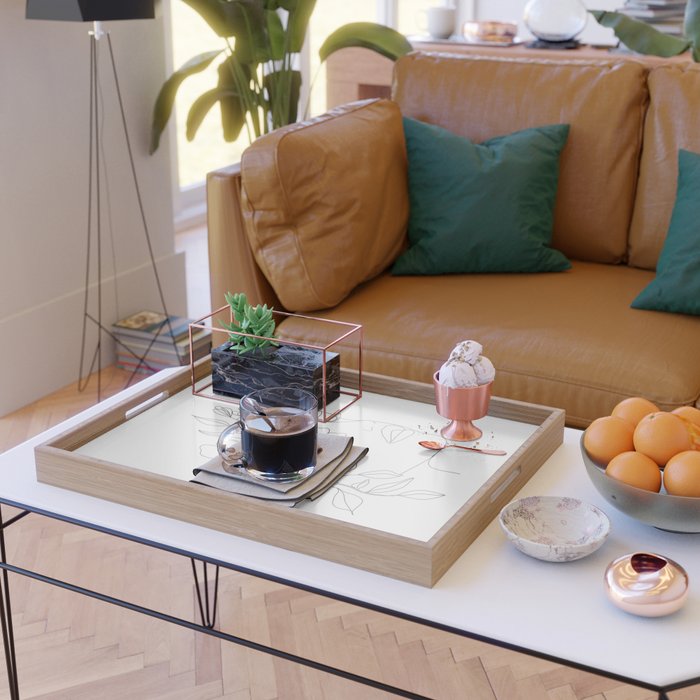 Minimal Line Art Woman Face II Serving Tray Gallery Image 2