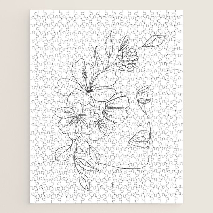 Minimal Line Art Woman Face II Jigsaw Puzzle Gallery Image 1
