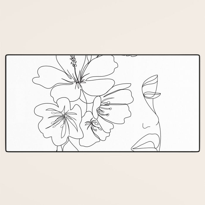 Minimal Line Art Woman Face II Desk Mat Gallery Image 3