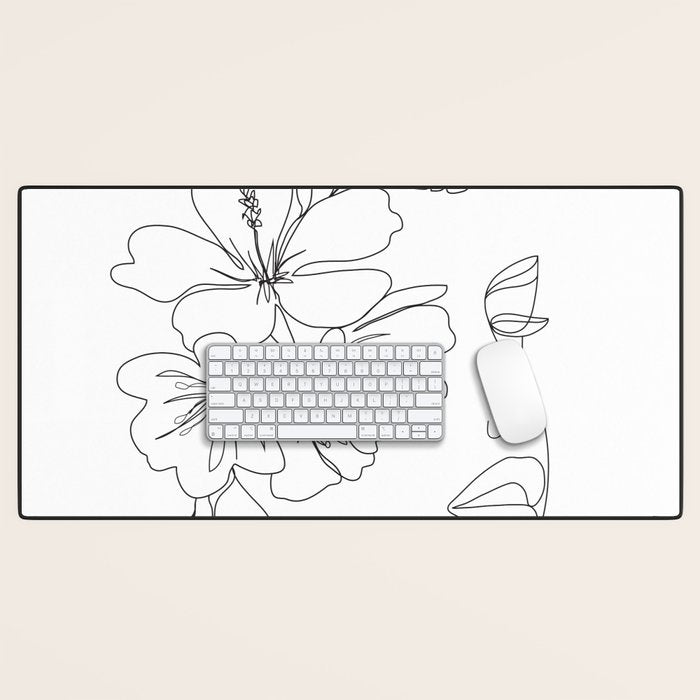 Minimal Line Art Woman Face II Desk Mat Gallery Image 1