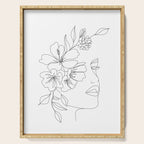 Minimal Line Art Woman Face II Serving Tray Gallery Image 1