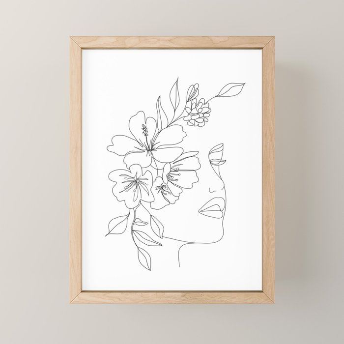 Minimal Line Art Woman Face II Mini Art Print Gallery Image 1