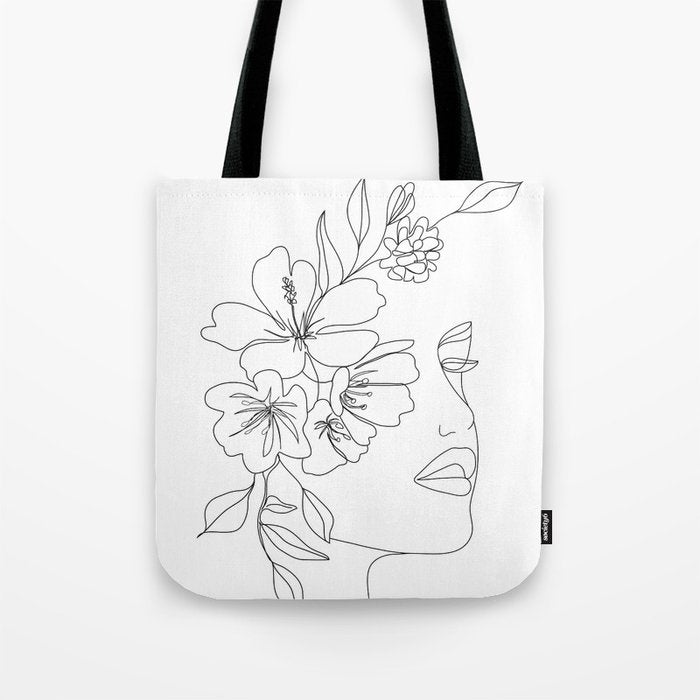 Minimal Line Art Woman Face II Tote Bag Gallery Image 1
