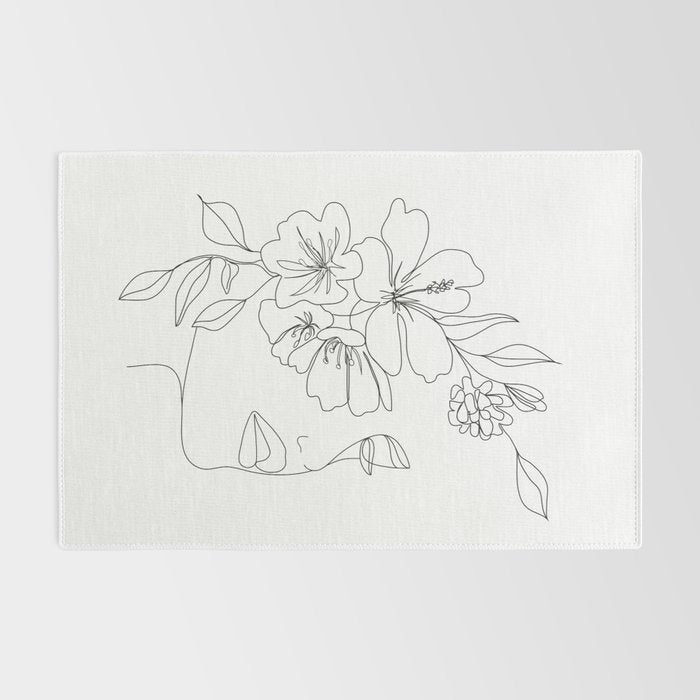 Minimal Line Art Woman Face II Rug Gallery Image 2