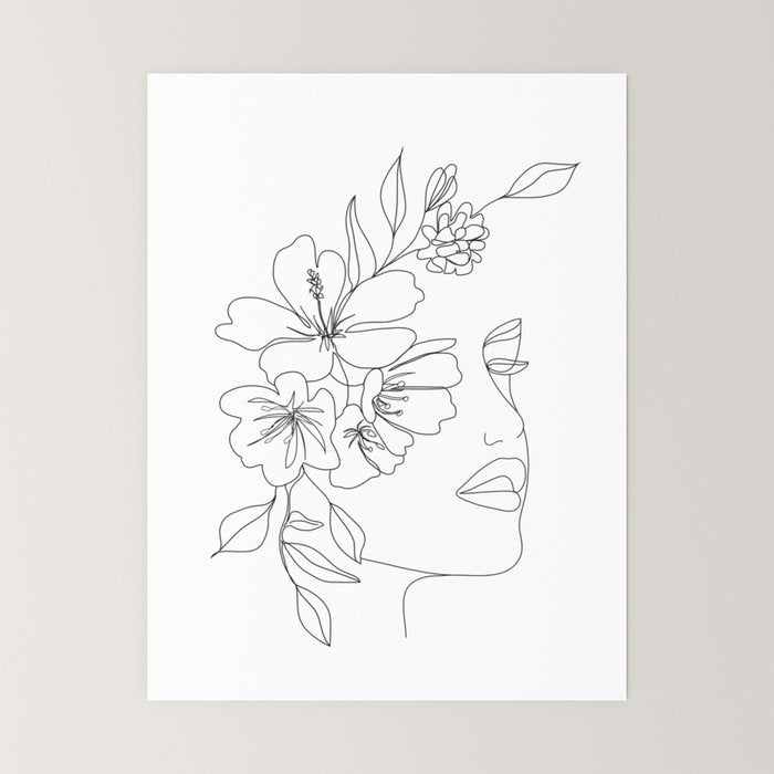 Minimal Line Art Woman Face II Mini Art Print Gallery Image 6