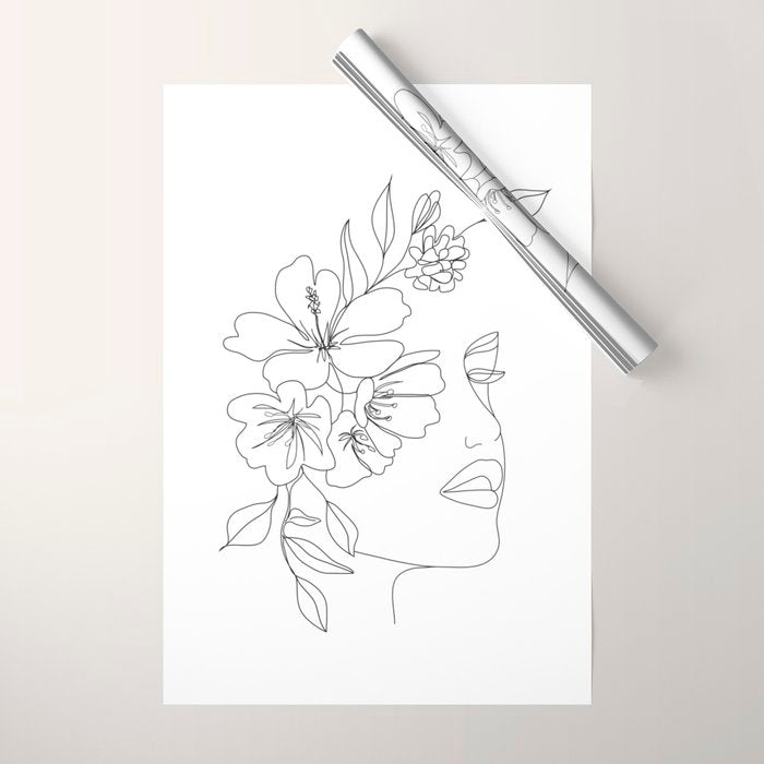 Minimal Line Art Woman Face II Wrapping Paper Gallery Image 1