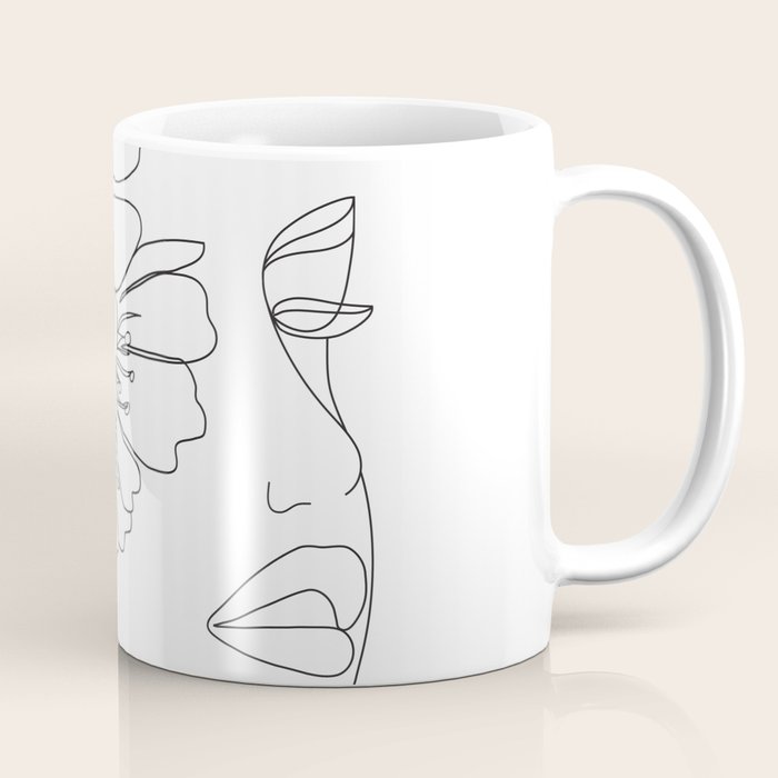 Minimal Line Art Woman Face II Coffee Mug Gallery Image 1
