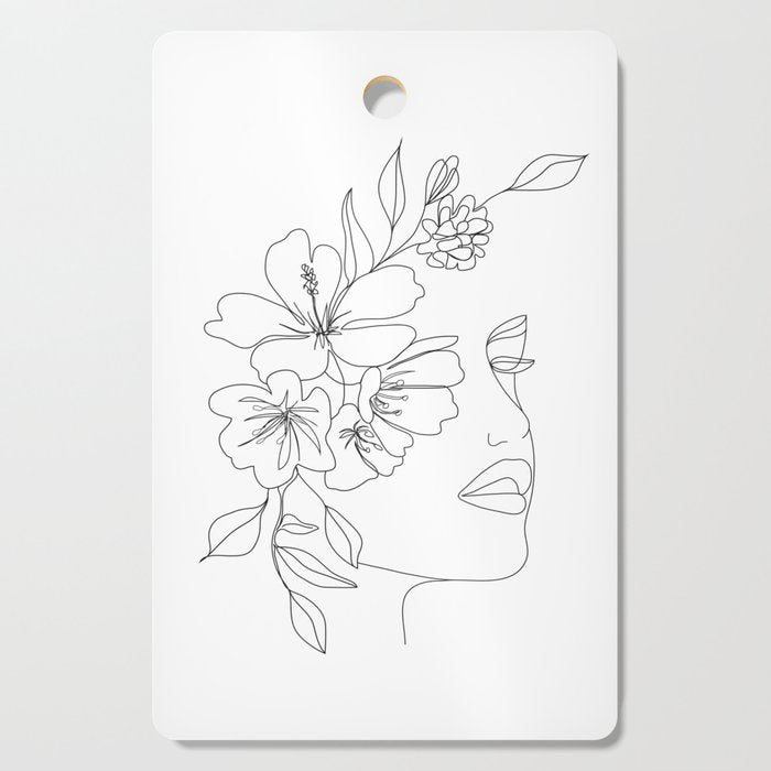 Minimal Line Art Woman Face II Cutting Board Gallery Image 1