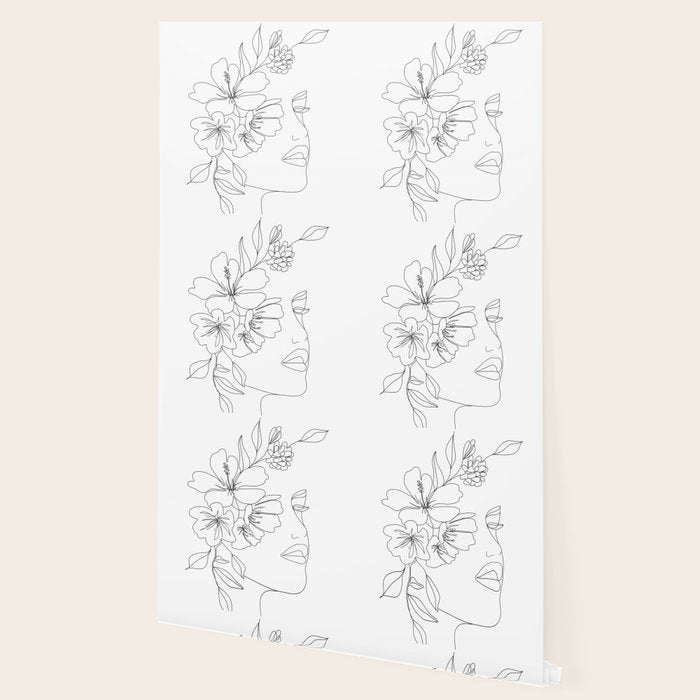 Minimal Line Art Woman Face II Wallpaper Gallery Image 2