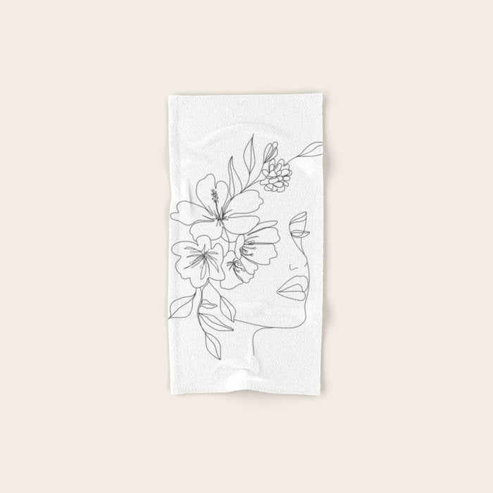 Minimal Line Art Woman Face II Towels Gallery Image 1